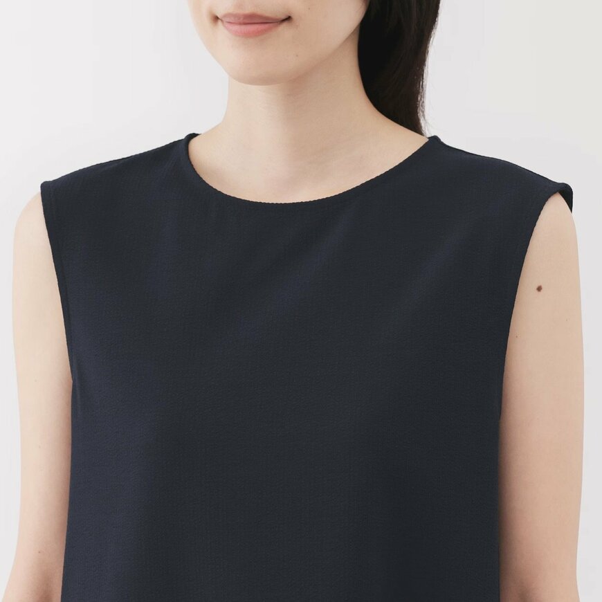 無印良品公式　婦人　風を通す　ストレッチサッカー　スリーブレスワンピース