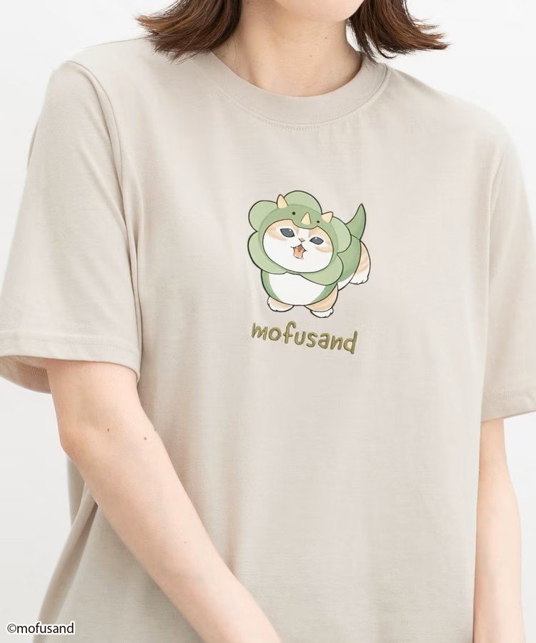 「mofusand/Tシャツ」(グレージュ)