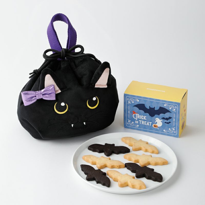 出所：株式会社紀ノ國屋　猫保冷巾着クッキーセット（コウモリクッキー）