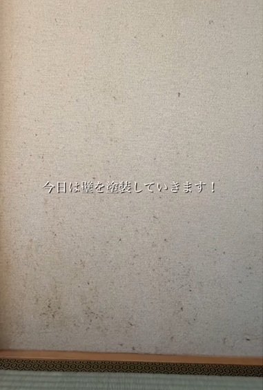 変身前の砂壁風の壁紙が貼られた壁