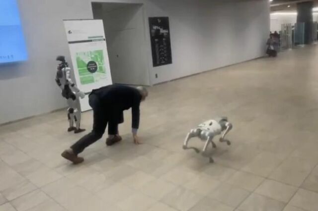 大学のロビーで開催されたロボットと人間の「かけっこ大会」　思わずほっこりする光景が話題