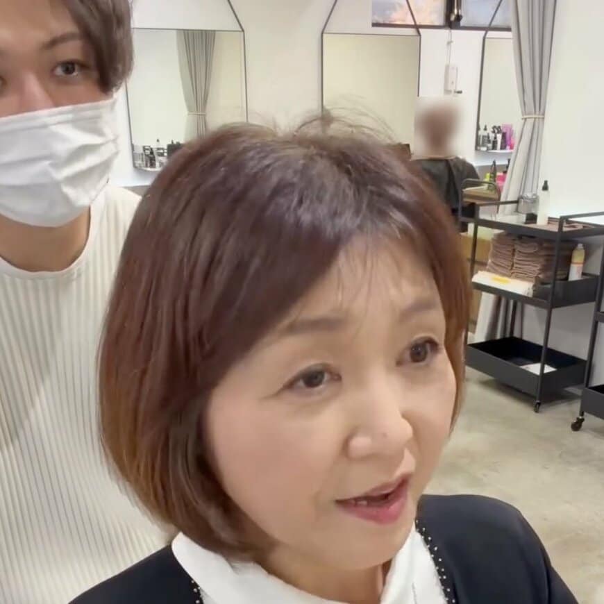 【姫路から】似合わせカットのために来店した女性。“前髪ふんわりひし形”でスッキリと可愛らしく