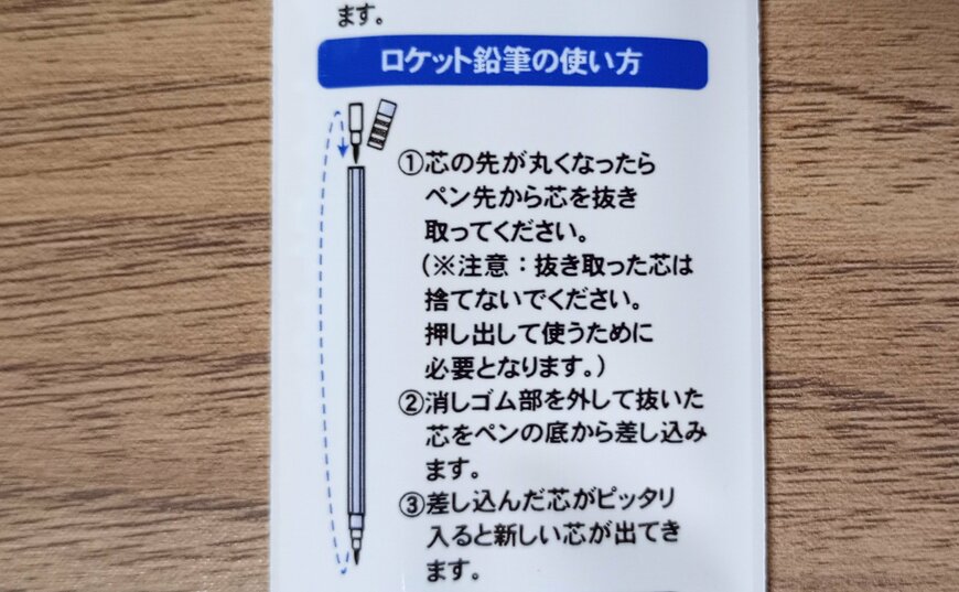 出所：筆者撮影（キャンドゥ、六角軸ロケット鉛筆（2B）3P）