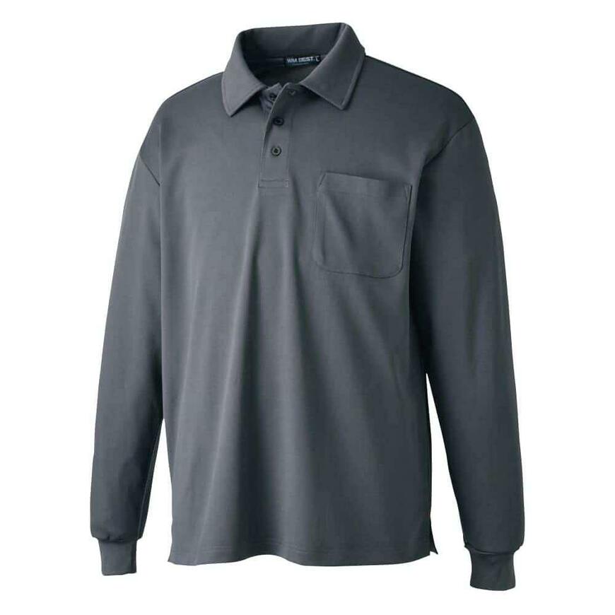 クイック＆ドライポケット付き長袖ポロシャツ