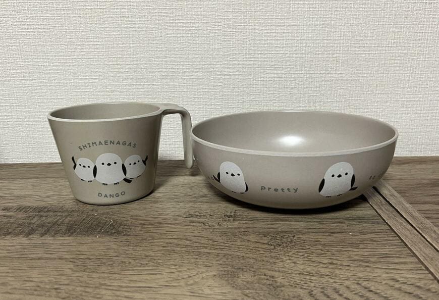 セリア、バンブーファイバー食器シマエナガ柄