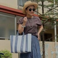 【64歳マダム】GU×UNIQLOで作る夏コーデ。ブラウン×ブルー×ホワイトの3色でまとめる涼しさ