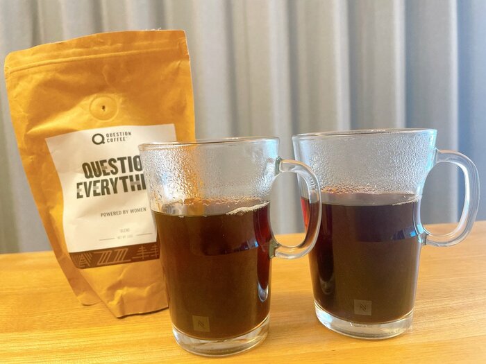 1枚のコーヒーフィルターで2杯淹れられました