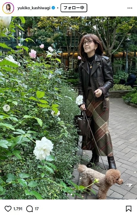 出所：柏木由紀子のInstagram（＠yukiko_kashiwagi）　参照日：2025年12月5日