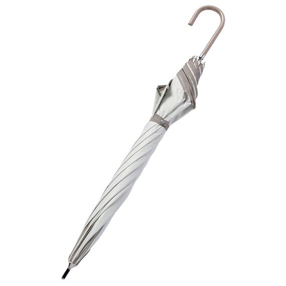 ニトリ、晴雨兼用バイカラーパイピング長傘ホワイト画像