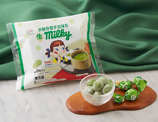 ローソンの新商品:不二家 生ミルキー 京都府産宇治抹茶