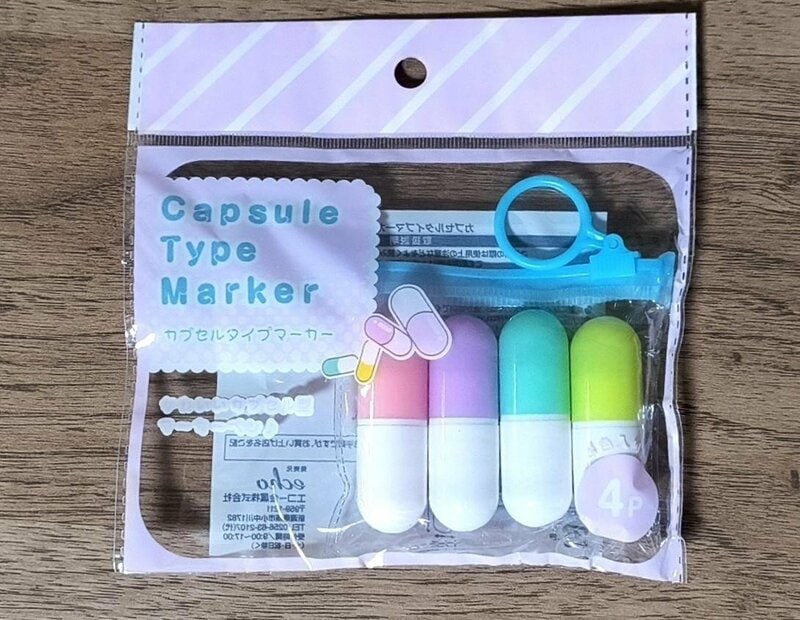 筆者撮影(キャンドゥ、カプセルタイプマーカー 4P)