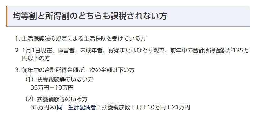 出所：中央区ホームページ「住民税がかからない方」