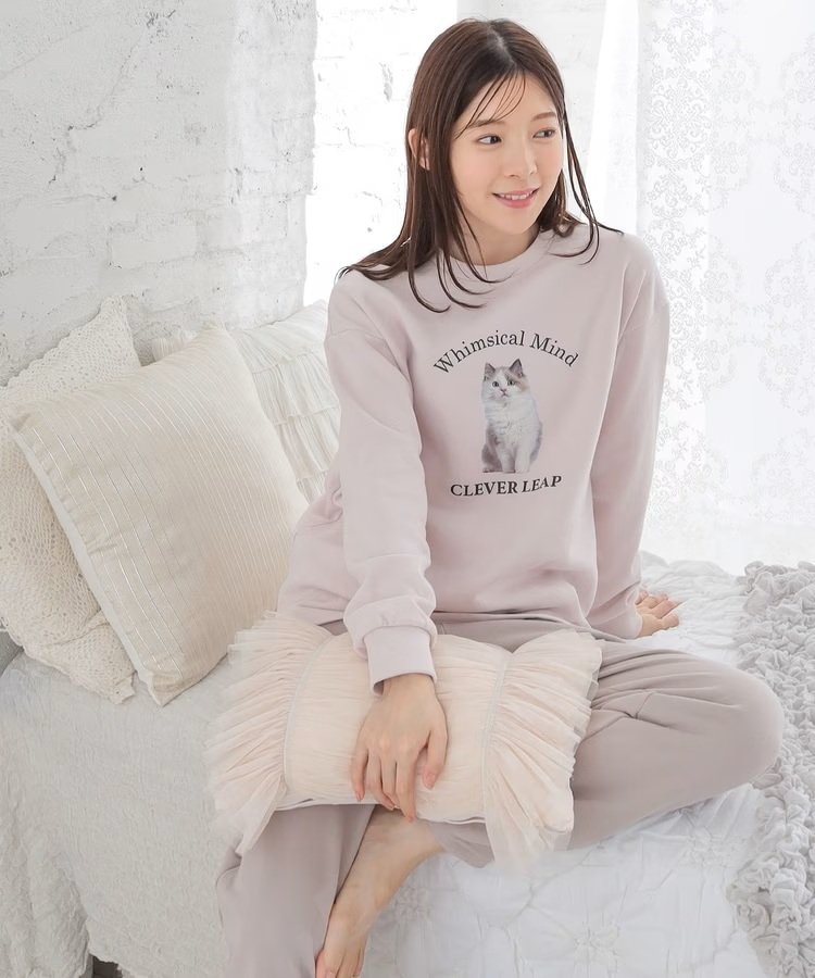 ハニーズ公式 ネコプリントルームウェア(上下セット)の画像