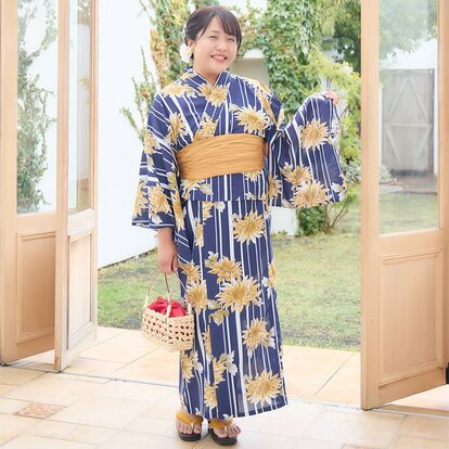 Hinaさん 浴衣 ネイビー ダリア柄 LL〜3L しまむら キャミワンピース