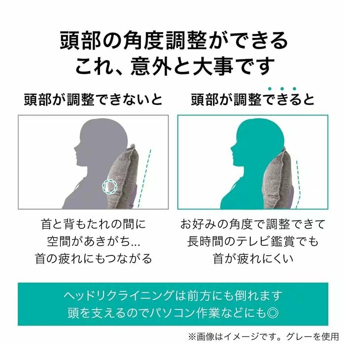 背面だけでなく頭部も独立して動かせる「首リクライニング」機能