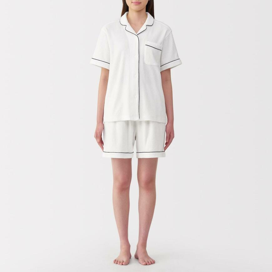 出所：無印良品ネットストア 婦人　着るタオル　両面パイル半袖パジャマ