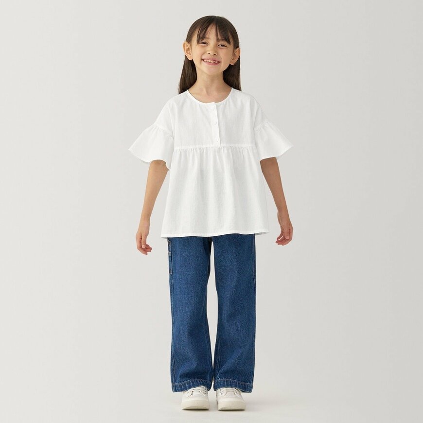 出所：無印良品公式　キッズ　涼感五分袖ブラウス