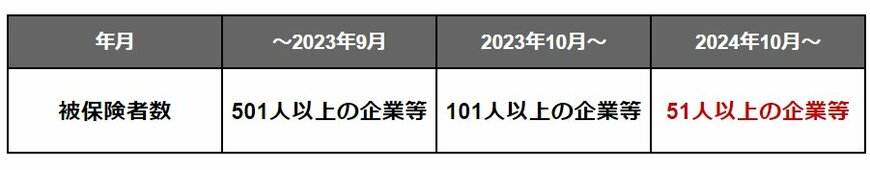 出所：日本年金機構「短時間労働者に対する健康保険・厚生年金保険の適用の拡大」をもとに筆者作成