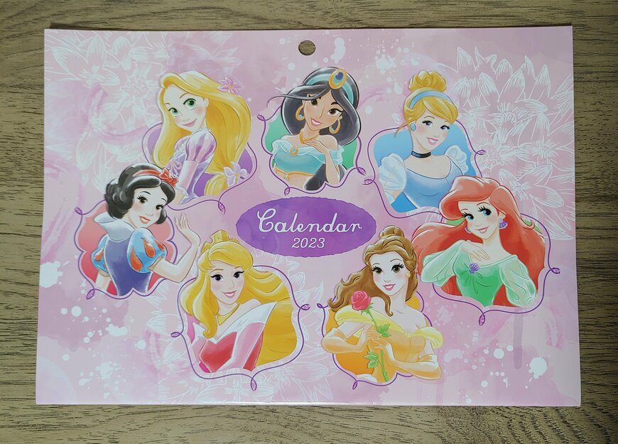 筆者撮影（ダイソー、壁掛けカレンダー（ディズニープリンセス）