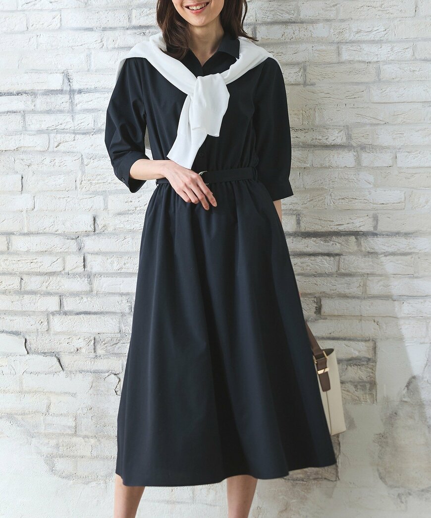 出所：ハニーズ公式　６分袖シャツワンピース