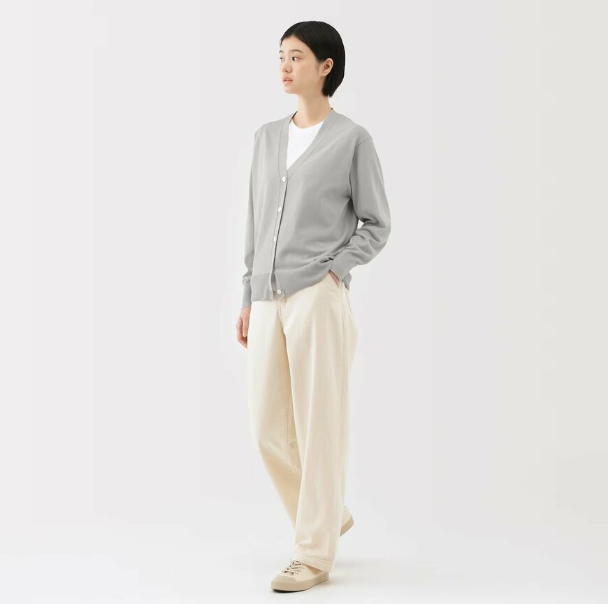 無印良品公式　婦人　ＵＶカットライトニットＶネックカーディガンの画像