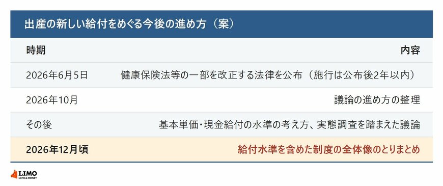 出産の新しい給付をめぐる今後の進め方