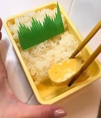 同棲カップルの彼女が作る【オニオンソースチキン弁当】　真ん中にどーんと詰めたお肉がたまらない…