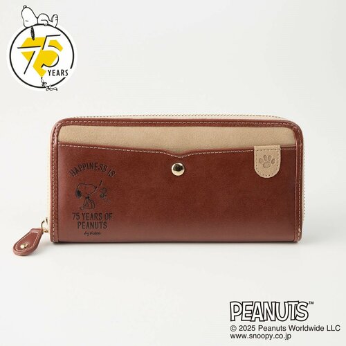 ピーナッツ(PEANUTS)75周年アートバイカラーラウンドファスナー長財布