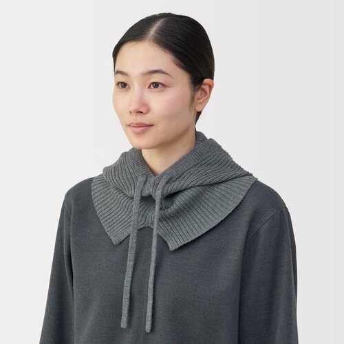 首のチクチクを抑えたメリノウール混 バラクラバ