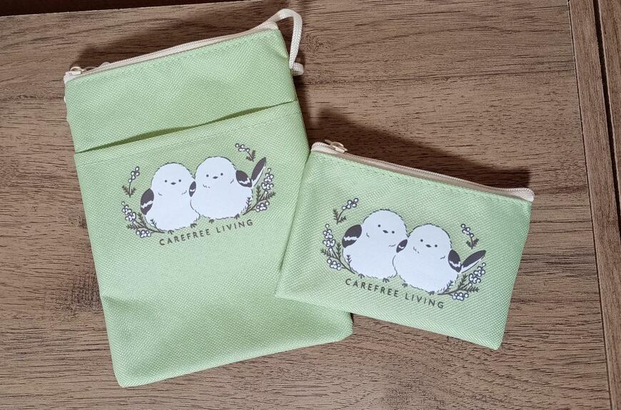 出所：筆者撮影（セリア、ショルダーバッグシマエナガ柄、コインケース シマエナガ柄）