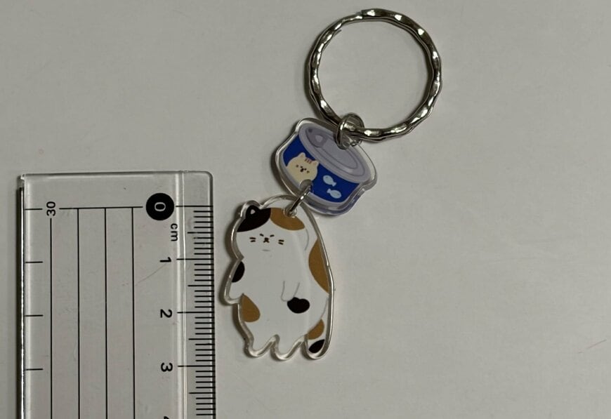 筆者撮影（キャンドゥ、9398 揺れるアクリルキーホルダー ねこ）