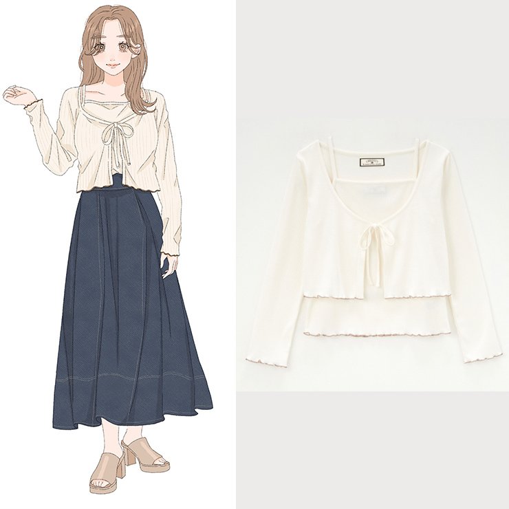 出所：しまむら　レディース　キャミソール＋カーディガンセット（michill）