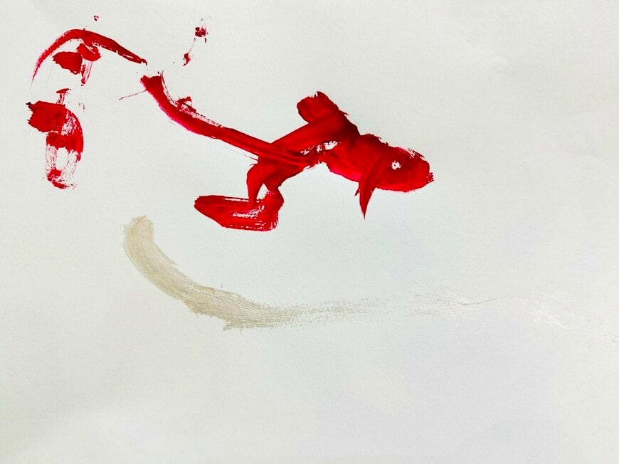 3歳児が絵の具で描いた金魚の絵