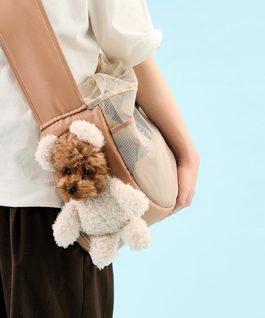 犬猫と夏の外出が快適になる」3COINS〈顔出しベアバッグ〉3520円は保冷