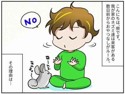 お友だち訪問前には、チンチラたちは「おやつ断ち」になります。一体なぜ？