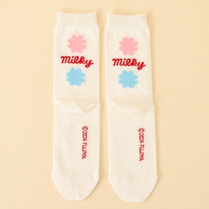 MILKYロゴ&大柄ソックス(ホワイト) 1540円