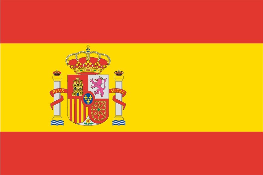 アウトレット 美品 万国旗・世界の国旗スペイン国旗(紋章入)(135cm幅/エクスラン)
