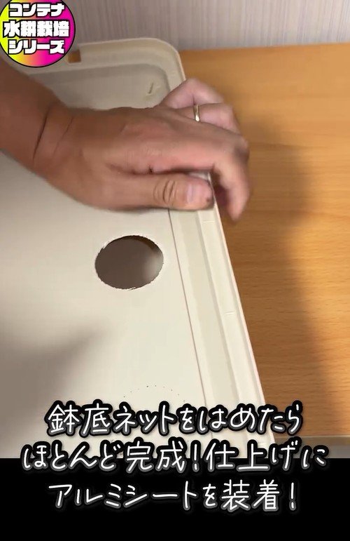 サンチュの水耕栽培、コンテナボックスに穴を開ける