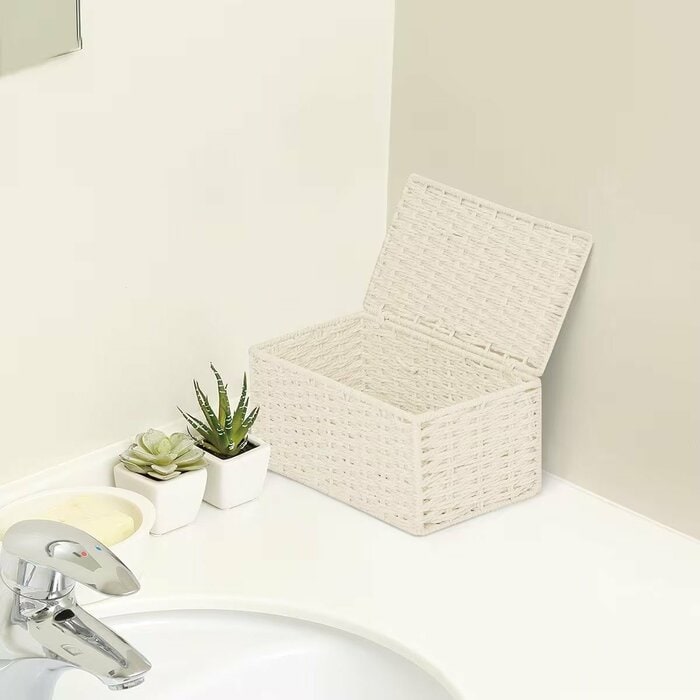 ふたが付いているため、中に入れたものを完全に隠して収納できます