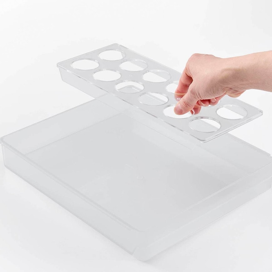 出所：山崎実業公式　冷蔵庫中棚下高さ調節卵ラック タワー