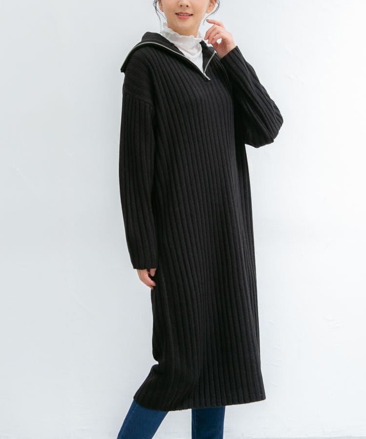 出所：ハニーズ公式通販ハーフジップワンピース