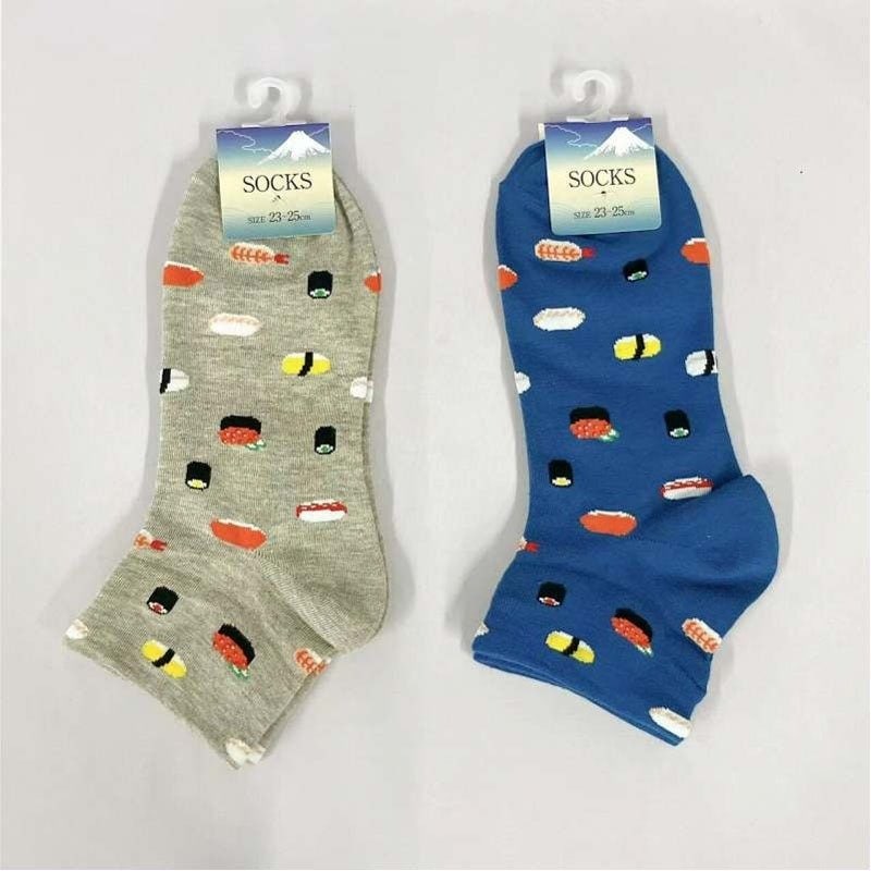 キャンドゥ公式 婦人アンクル丈靴下 お寿司総柄