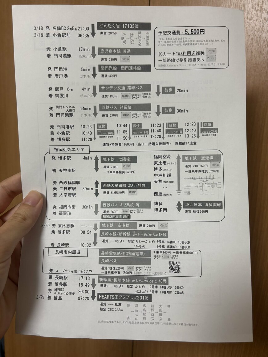 具体的なルートや料金