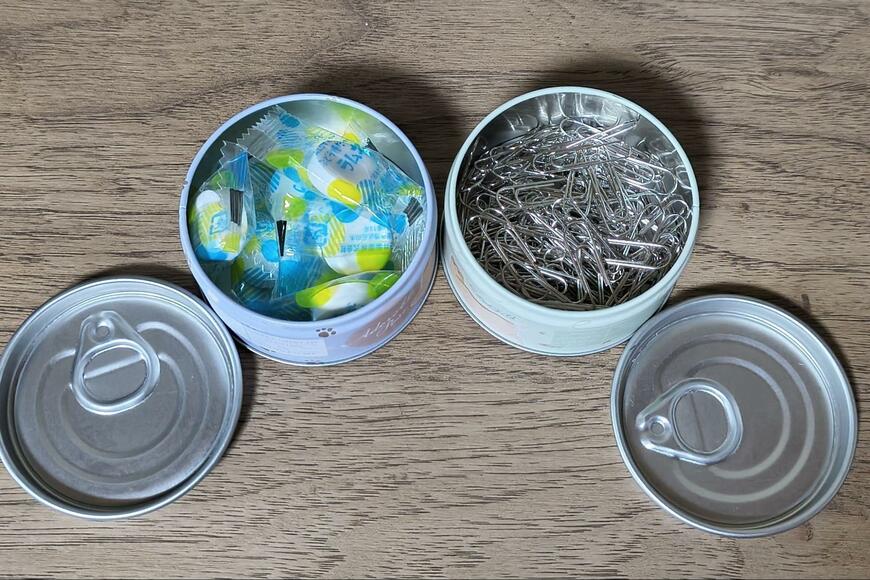 セリア、缶詰型ケース ねこの画像