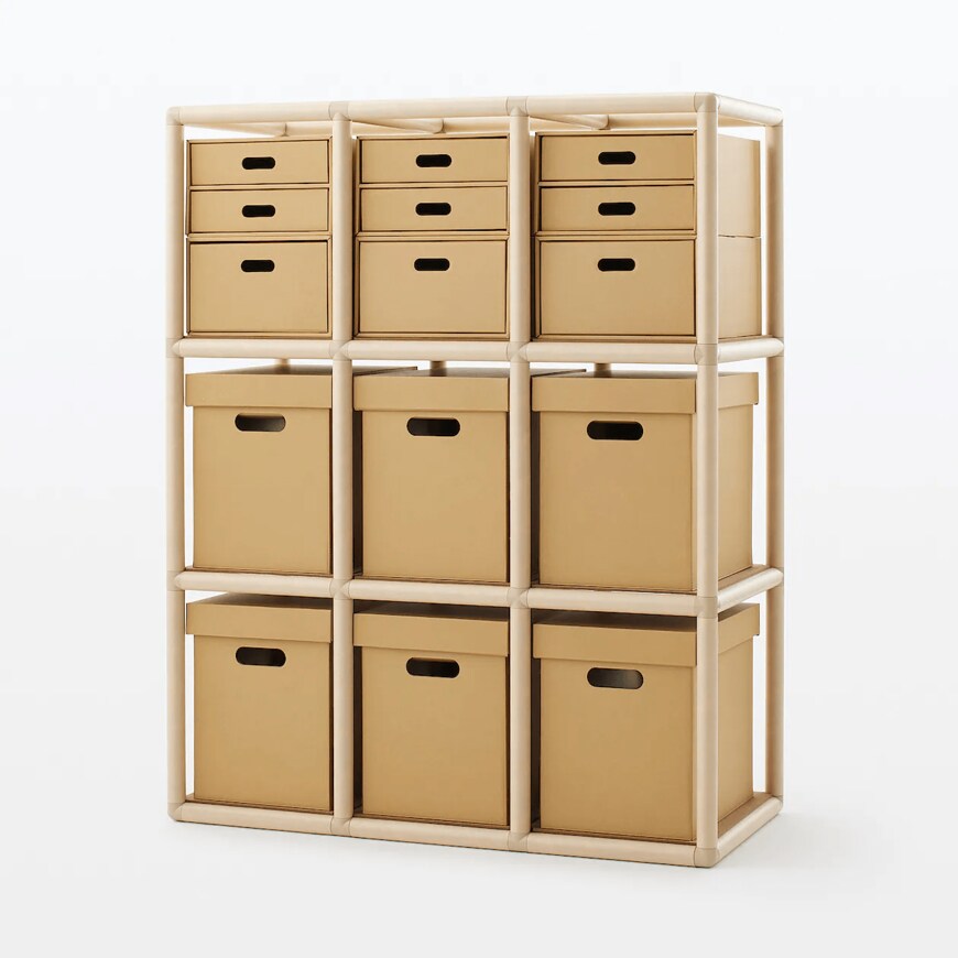 出所：無印良品 紙管ラック　3段×3列