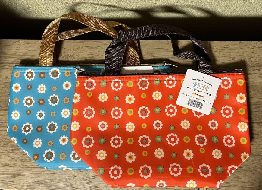 セリア、トート型ランチバッグ大 レトロ花柄商品画像