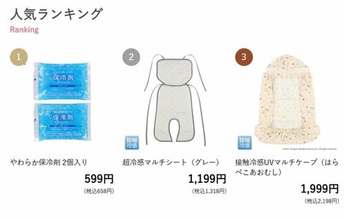 ひんやりグッズ「人気ランキング」ベスト3（2026年4月16日現在）