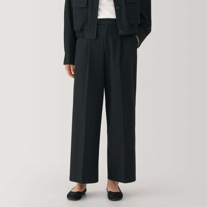 無印良品、ストレッチ起毛タックワイドパンツの画像