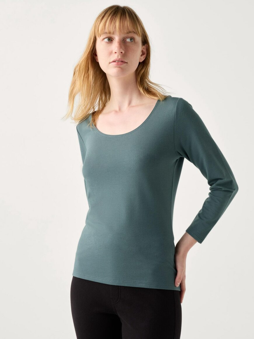 ユニクロ、極暖ヒートテックコットンUネックT/8分袖 画像