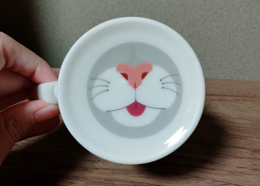 筆者撮影（ダイソー、ノーズマグカップ（キャット））
